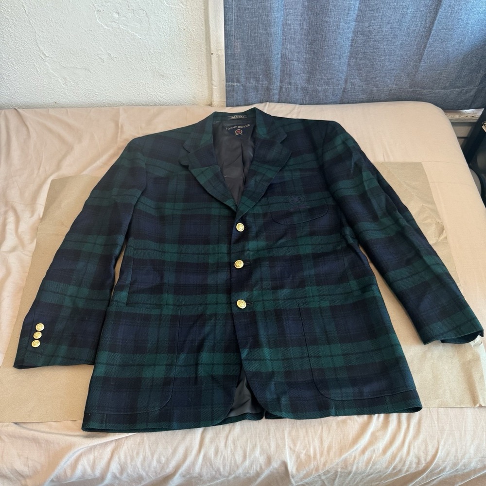 Tommy Hilfiger Union Made Vintage Men's Wool Blazer Sport‎ Coat Green Excellent